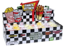Geddes-c10d Snack Attack Scented Pencil Sharpeners And Erasers -Geddes 0012419 snack attack scented pencil sharpener and eraser