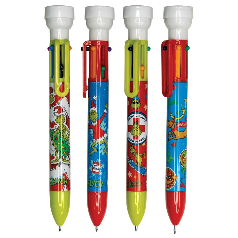 Geddes-c10d Grinch 6 Color Pens With Stamper 3 Geddes-c10d Grinch 6 Color Pens With Stamper